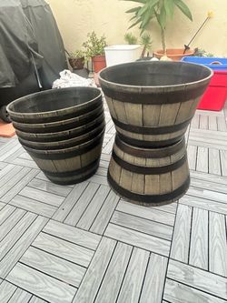 Plastic wine barrel planter