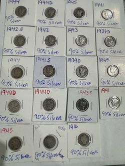 Silver Mercury and Barber Dimes