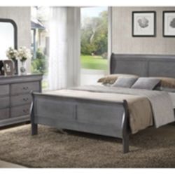 Modern Gray Queen Size  Complete Bedroom Set. Mattress sold separately 