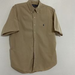 Ralph Lauren Classic Fit, Cotton Man’s Shirt, Beige Color, Size XL, Short Sleeve, in Great Condition