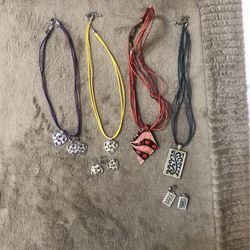 4 rope jewelry necklaces 2 matching pairs of pierced earrings