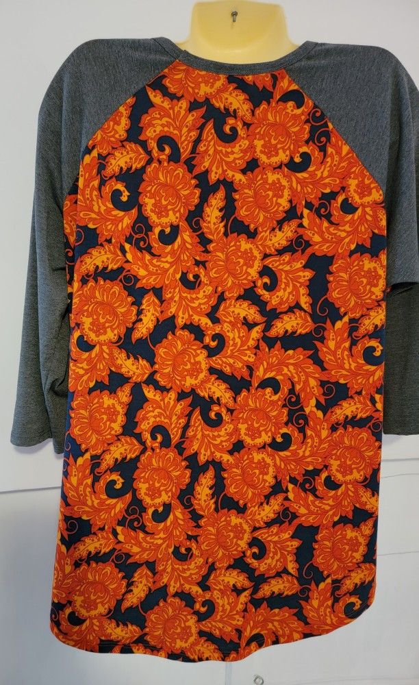 Lularoe Baseball Style Top Orange Blue XL Women's 