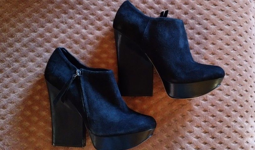 Genuine Suede and Leather Ankle Booties
