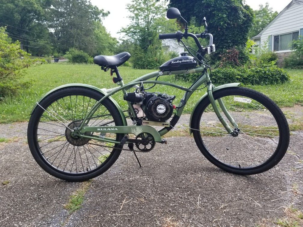 Brand new Kulana beach cruiser, with an added 4 stroke 79 cc gas engine Motorized Bicycle