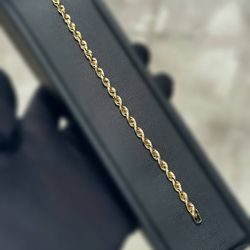 Jewelry 14k solid Yellow Gold Rope link bracelet 8.00” 10.30 grams 4.30mm