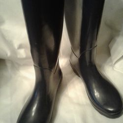 Women Rubber Rain Boots, Sz 11,navy Blue,New.side strap.