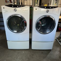 2012 GE Washer & Dryer w/ Pedestals For Sale