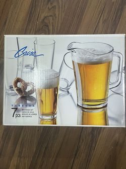 7 PIECE  CRISA GLASS PITCHER AND DRINK WARE SET