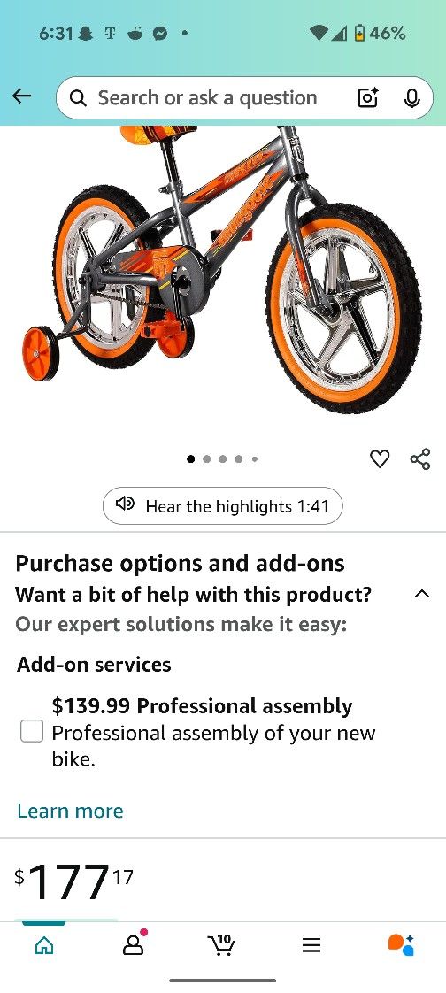 Kids Mongoose BMX Bike With Training Wheels