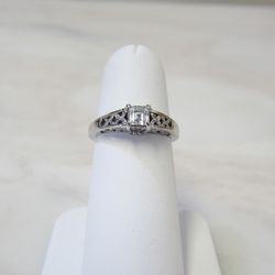 Square Diamond Engagement Ring 14k White Gold