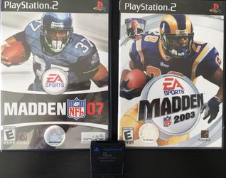 PlayStation 2 Madden NFL Football video game lot - 2003/2007 Madden Football games & 8M memory card SONY