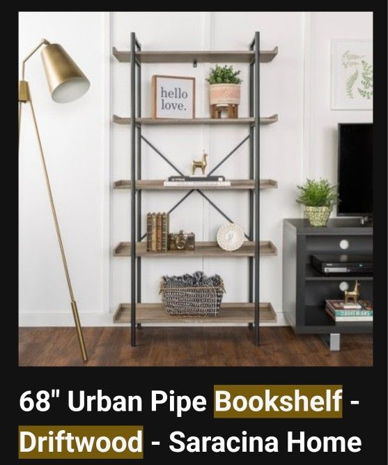 68" Urban Pipe Bookshelf - Driftwood - Saracina Home