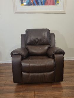 Genuine Leather Manual Recliner and Rocking Chair 