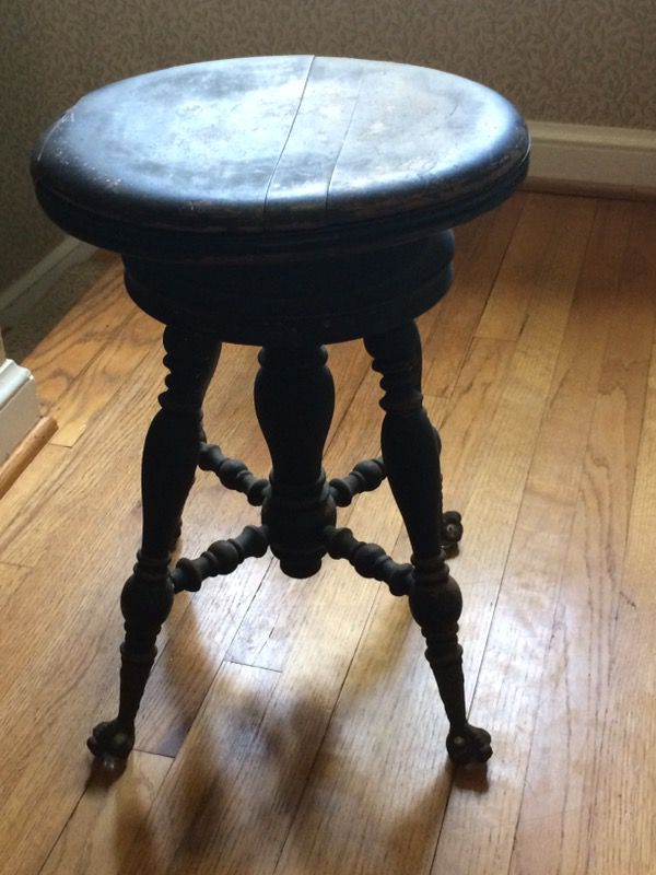 Antique Vintage Wooden Claw Foot Piano Stool