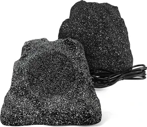 Herdio 8" Outdoor Rock Bluetooth Speakers Wired IPX7 Waterproof 600 Watt Resin Material All Weather for Deck Pool Backyard Patio Garden BBQ (1 Pair Bl