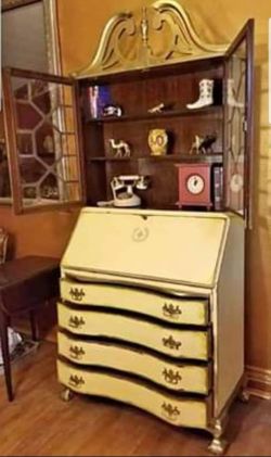 Vintage Yellow Secretary Desk