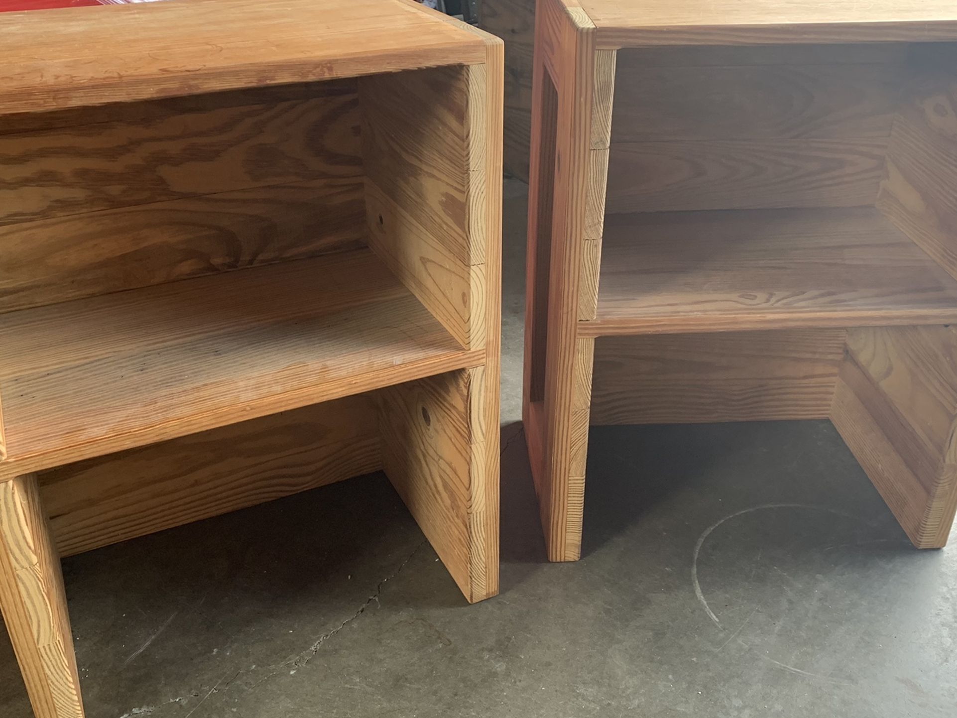 Handmade Rustic Wood Side Table Pair