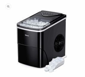 Silonn Ice Maker Countertop, 9 Cubes Ready in 6 Mins, 26lbs in 24Hrs, Self-Cleaning Ice Machine with Ice Scoop and Basket, 2 Sizes of Bullet Ice for H