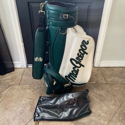 MacGregor Tourney Tour Staff Golf Bag Green/White Strap and Weather Cover