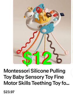 Montessori Silicone Pulling Toy Baby Sensory Toy Fine Motor Skills Teething Toy for babies aged 6–18 months.