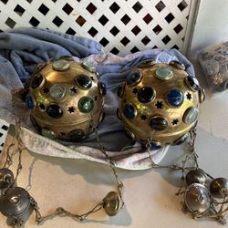 Moroccan Brass  Lantern Islamic Mosque chandlery Hanging Pendant  (pair)