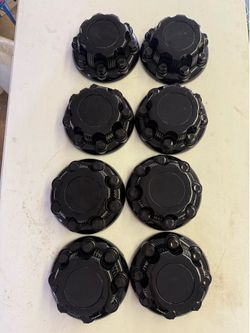 8 Lug GMC Chevy Brightdrop BLACK center caps.