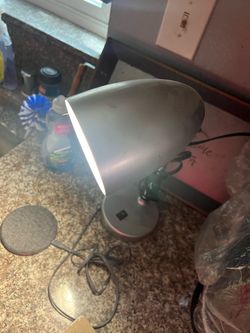 Gray Desk Lamp with Round Base