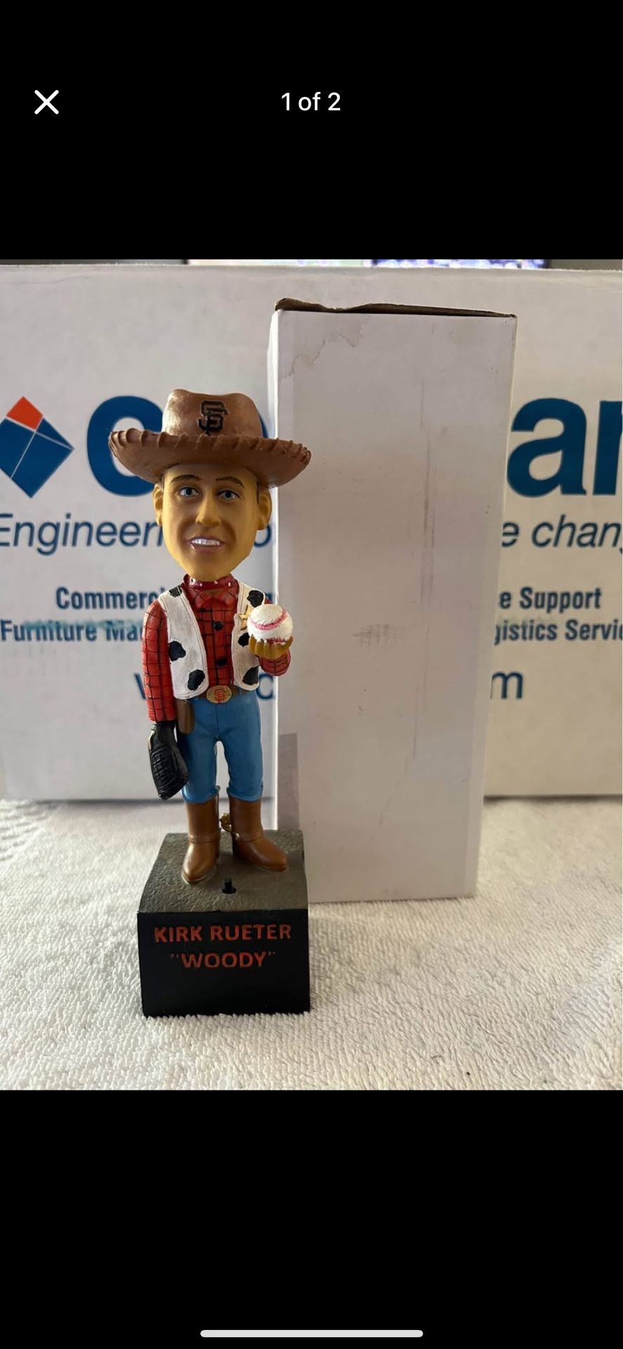 SF Giants SGA 6/30/2019 PIXAR DAY Kirk Rueter "Woody" Talking Bobblehead