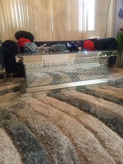 Mirrored Coffee Table with Crystal Accents