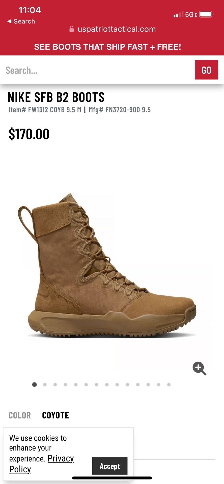 Brand New Nike SFB B2 Boots Size 10
