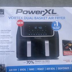 PowerXL Air Fryer Pro, Crisp, Cook, Rotisserie, Dehydrate; 7-in-1 Cooking Features; Deluxe Air Frying Accessories; 3 Recipe Books (6 Qt, Black)