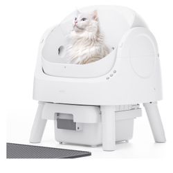 AS11 Open-Top Self Cleaning with Safety Protection Automatic Cat Litter Box, White