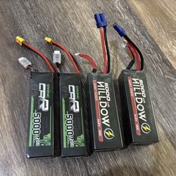 LiPo Batteries Bundle – 4 Total. 2X 4S & 2X 3S total 4 batteries