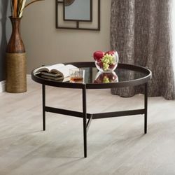 Coffee Table - Round Black With Mirror Top $50