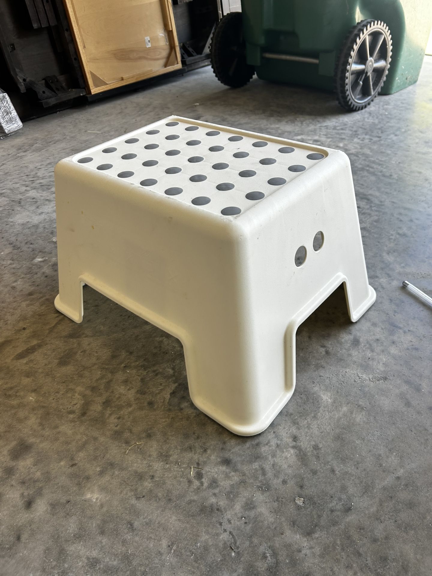 White Step Stool With Grip Dots