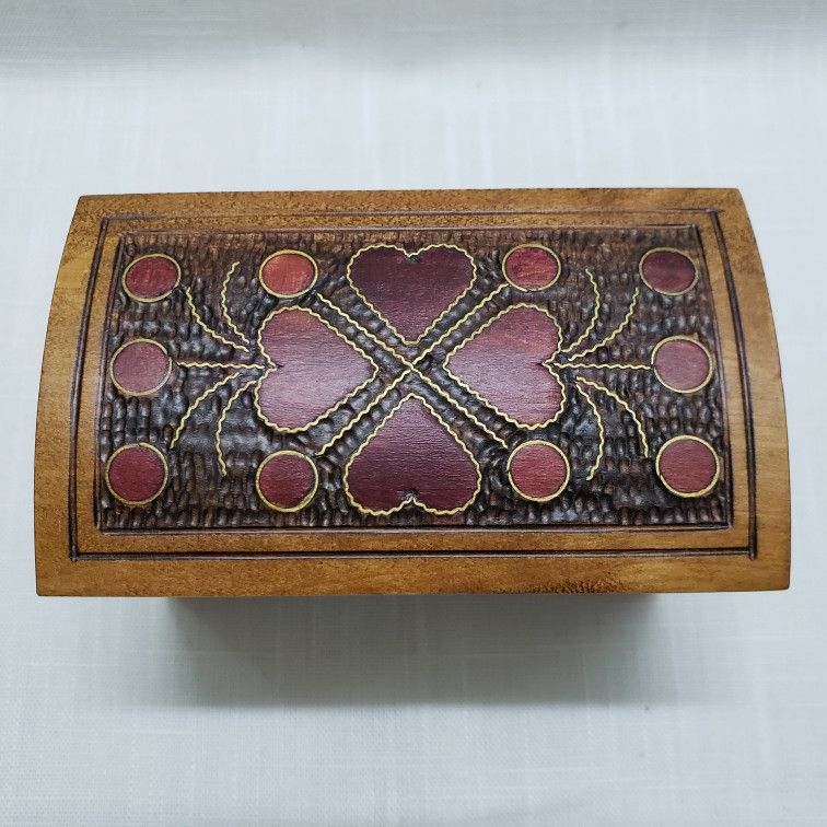 Decorated Linden Wood Trinket Box from Poland