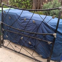 Queen Pewter Wrought Iron Bed Frame 