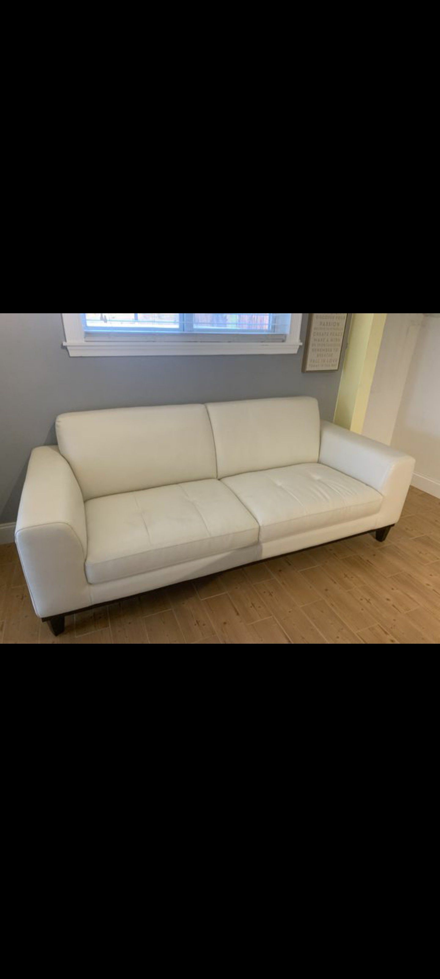 Off white leather couch almost NEW!