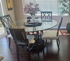 60” Glass Table & Chairs