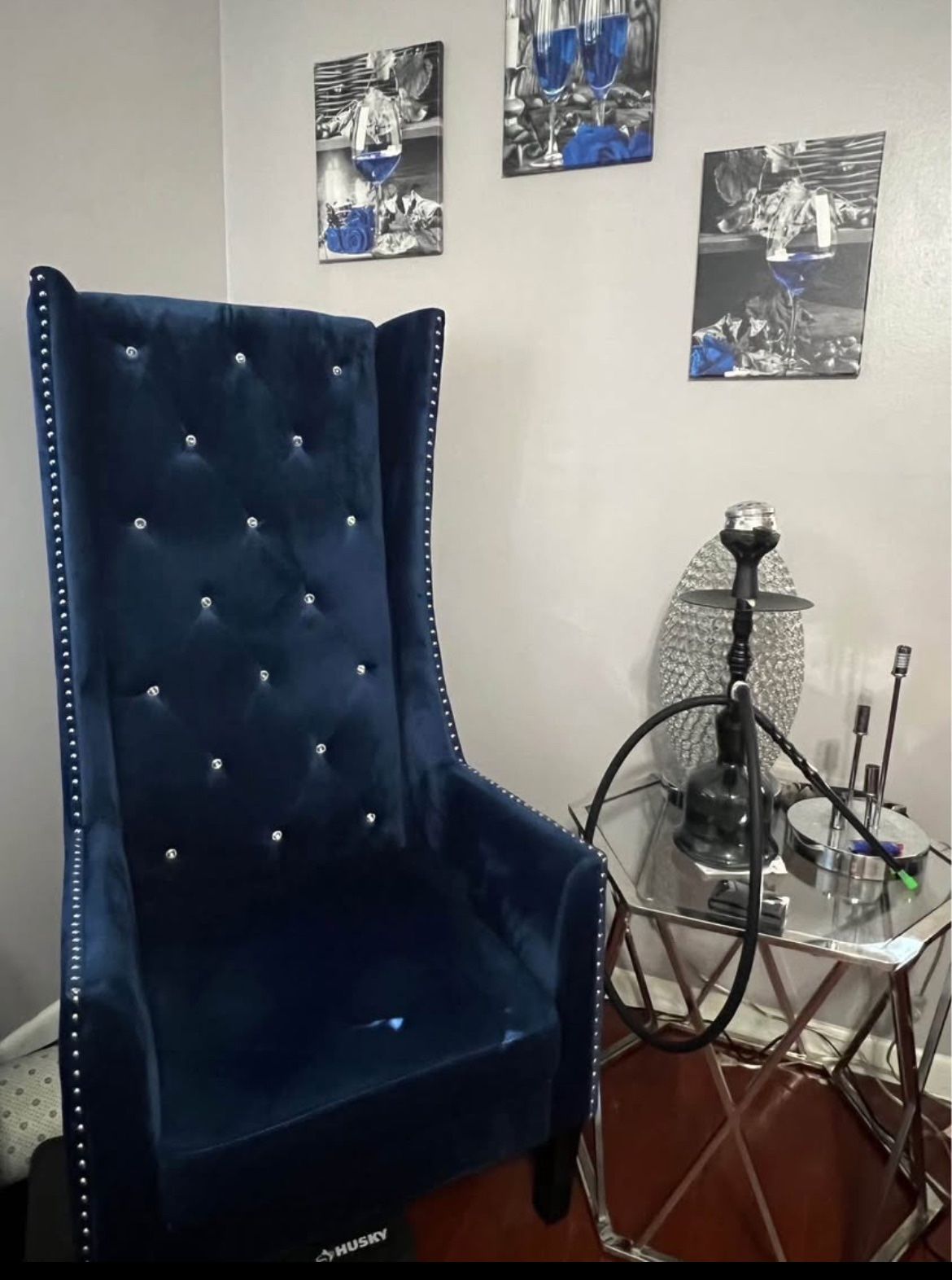 Navy High-back Thrown style Chair