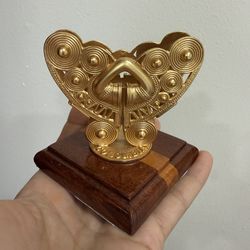 Gold Tone Pre-Columbian Style Card Holder – Marked “Colombia”