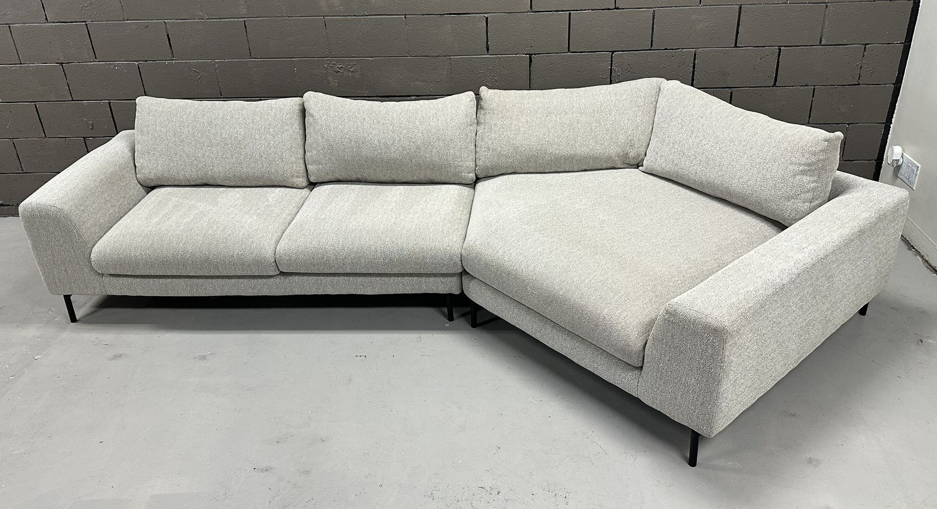 Scandinavian Designs Grey Rowena Cuddler Sectional Couch Sofa