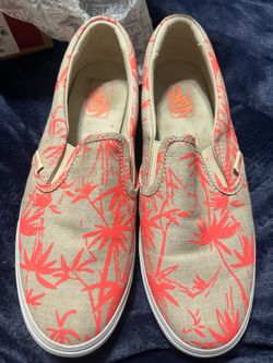 Women’s vans tan with palm trees
