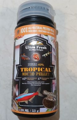 Ultra Fresh Tropical Micro Pellet Slow Sinking Small Fish Food 53g