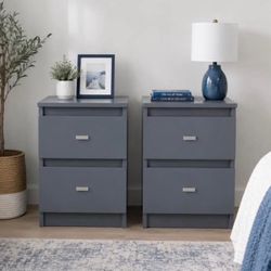 Modern Gray Nightstand Set – 2 Pieces