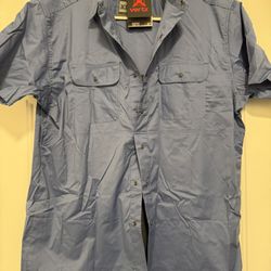 Vertx Shirt Jacket Mens Medium Blue Snap Button Up Short Sleeve Guardian Collars XL 