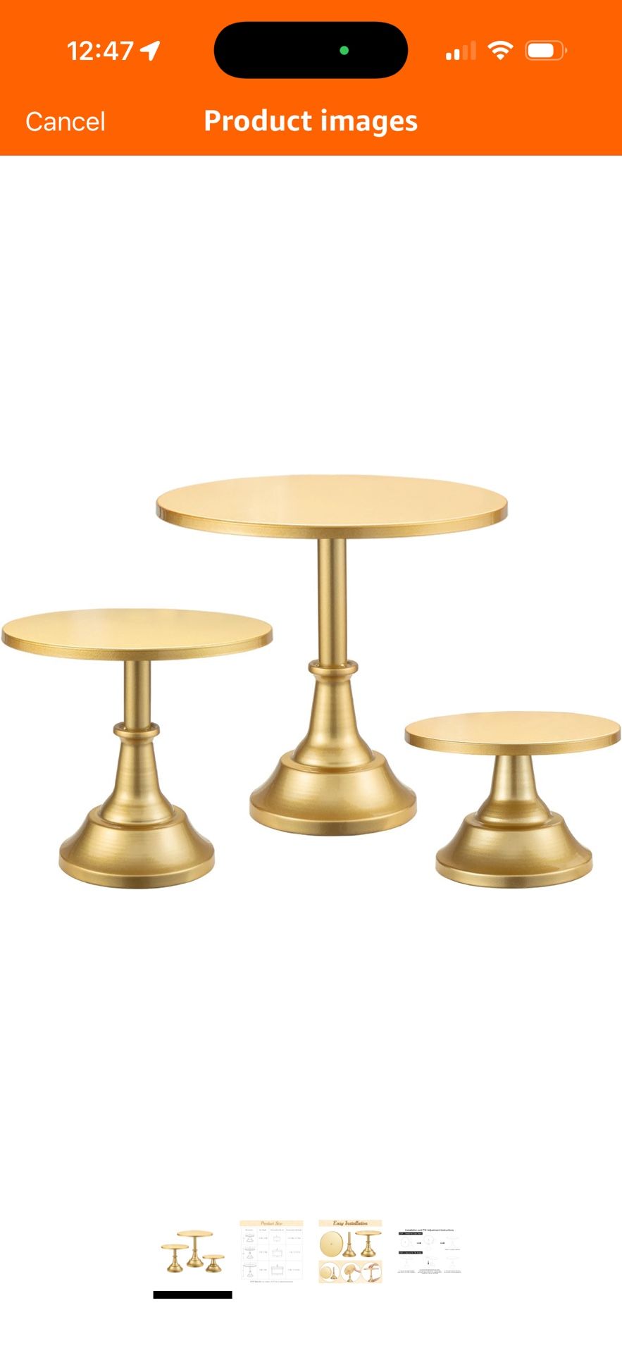 life 3-PCS Gold Cake Stand Set (8"/10"/12" Plate) for 6-10 Inch Cakes, Perfect Dessert Table Display Set, Cupcake&Cake Stands for Party, Wedding, Birt