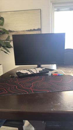 Monitor gaming keyboard and mouse also mouse pad