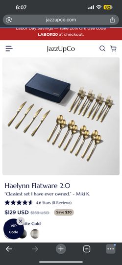 Matte Gold Stainless Steel Utensils 20 In Total 