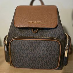 Michael Kors Women’s Merritt Small Signature Logo Cargo Backpack, PVC Canvas